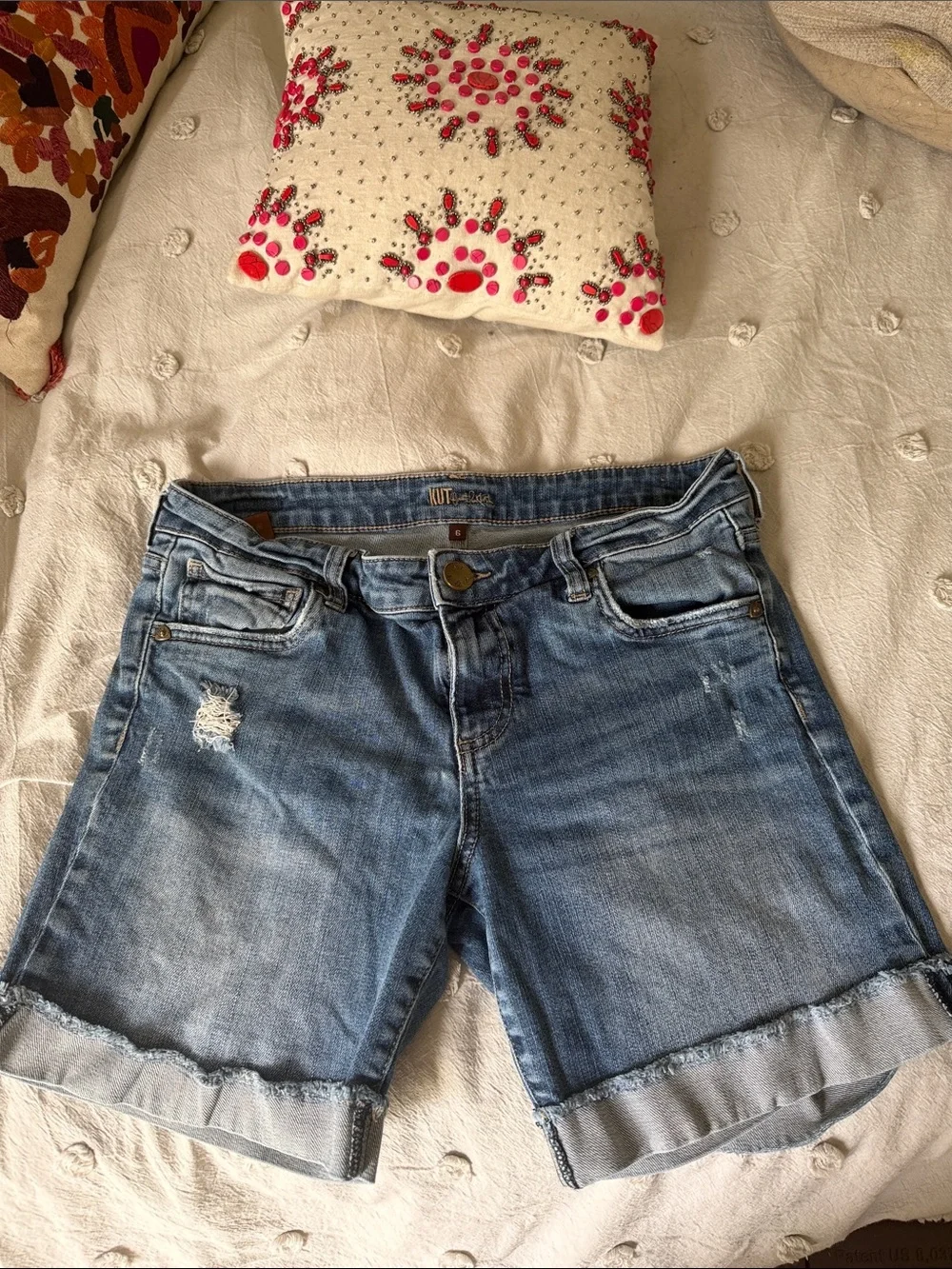 Casual Kut from the Kloth Mid-Rise Denim Shorts - Light Blue